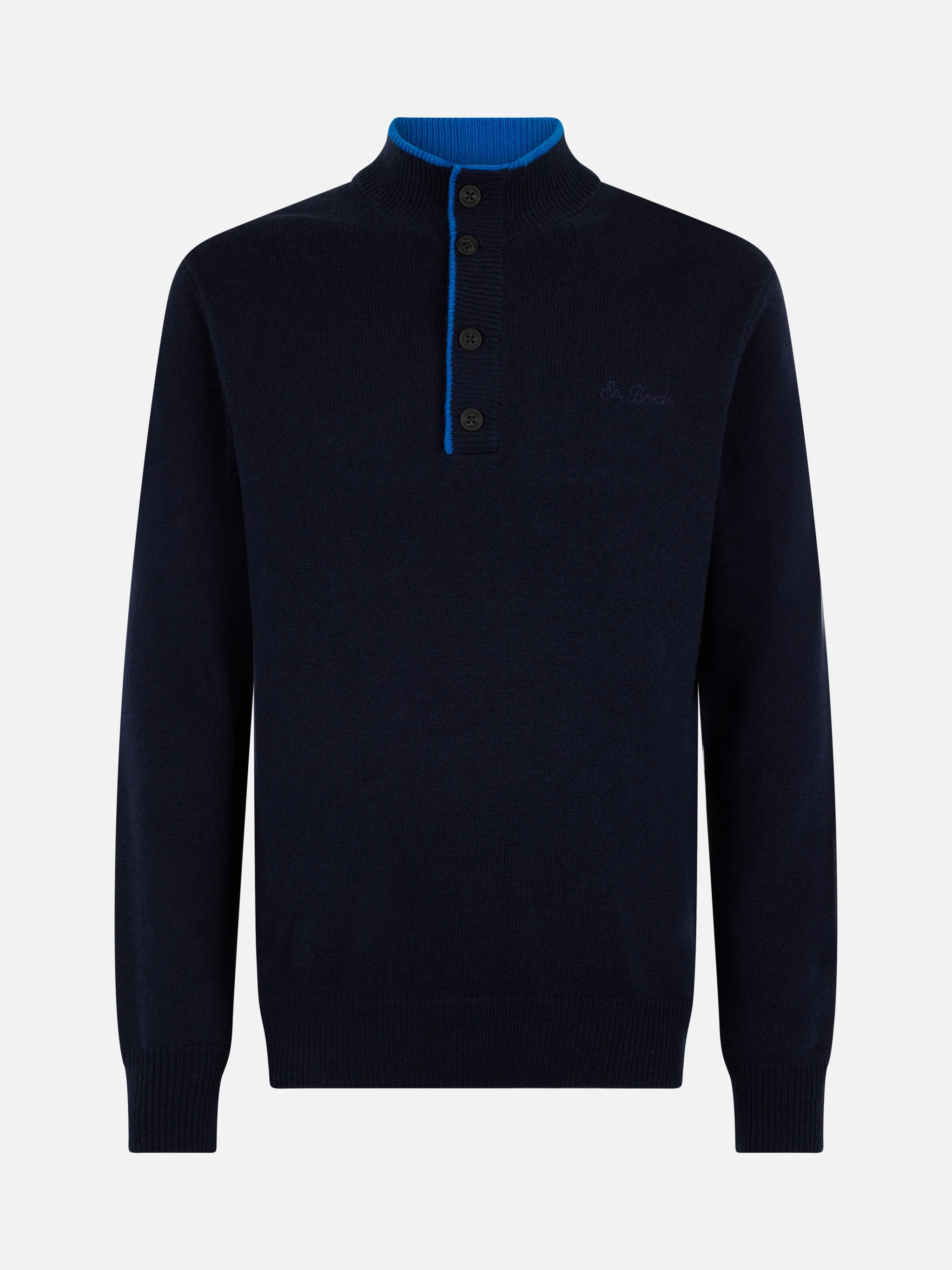 Dorian herenpolo van kasjmierblend in marineblauw