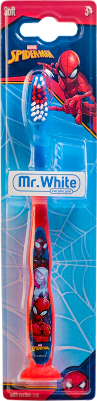 Escova de dentes manual Marvel Homem-Aranha para crianças com capa protetora macia para viagem.
