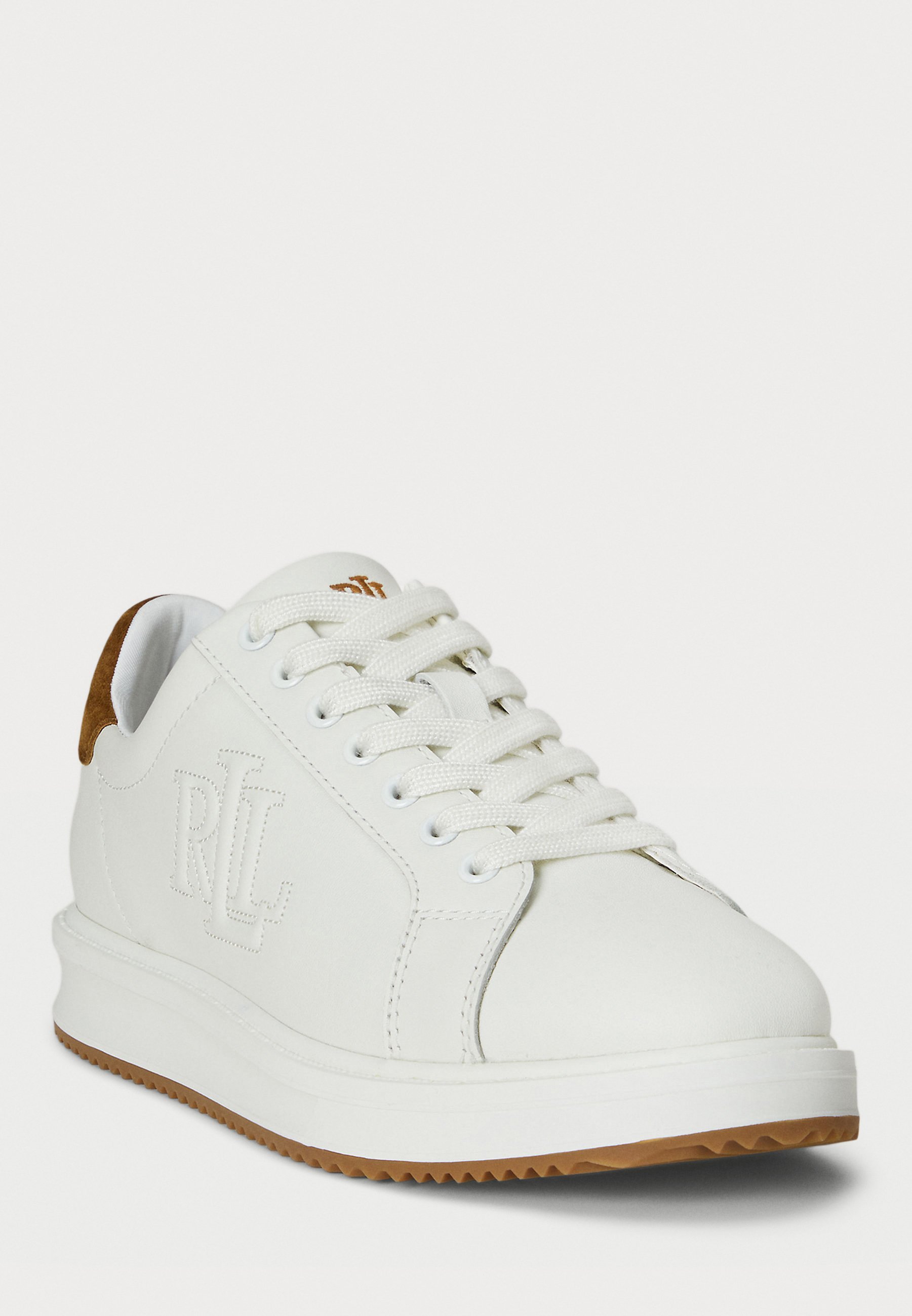 Lauren Ralph Lauren AINSLEY Zweifarbiger Sneaker aus Leder und Wildleder – Sneaker – Schneeweiß/Hellbraun