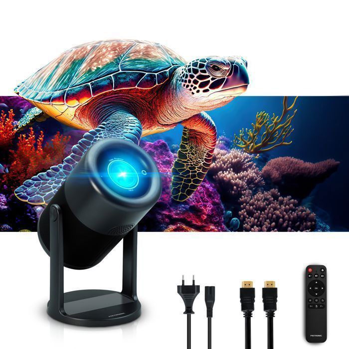 METRONIC Vidéoprojecteur Portable Android - WiFi - Bluetooth – Jusqu’à 5m – 1080p – Full HD - Haut-Parleur Intégrés – Noir