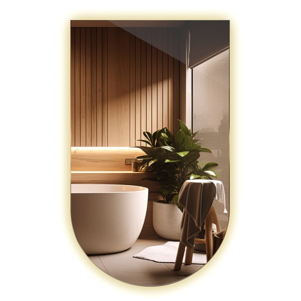 Nieregularne lustro półowalne 60x100 cm LED do makijażu - neutralne