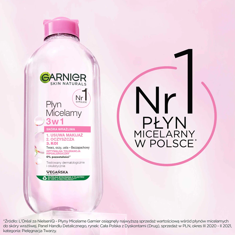 Água Micelar 3 em 1 Garnier Skin Naturals para pele sensível