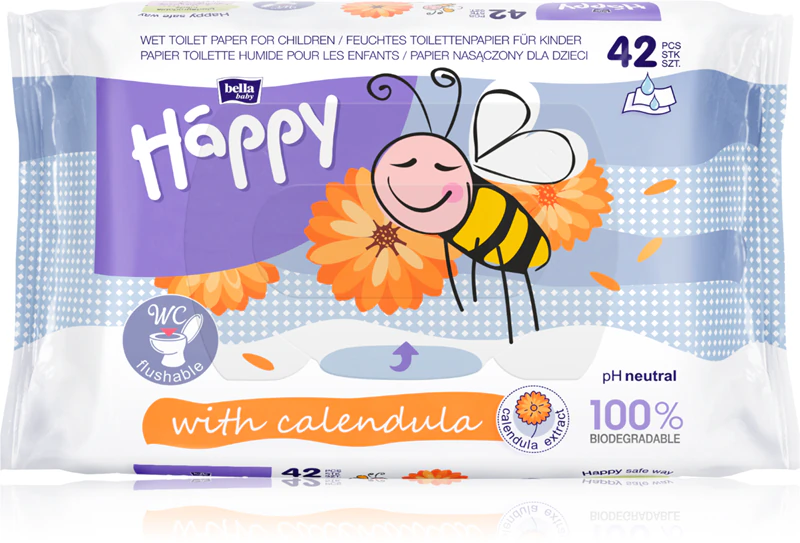 Papel higiênico hidratante BELLA Baby Happy Calendula com calêndula