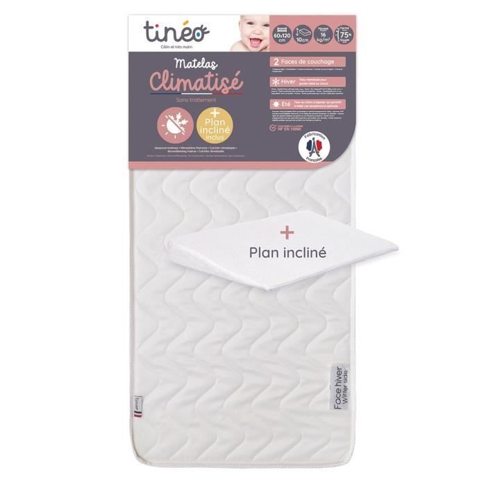 Materasso climatizzato TINEO 60x120 cm - Spessore 10 cm - Include un cuneo inclinato di 15°