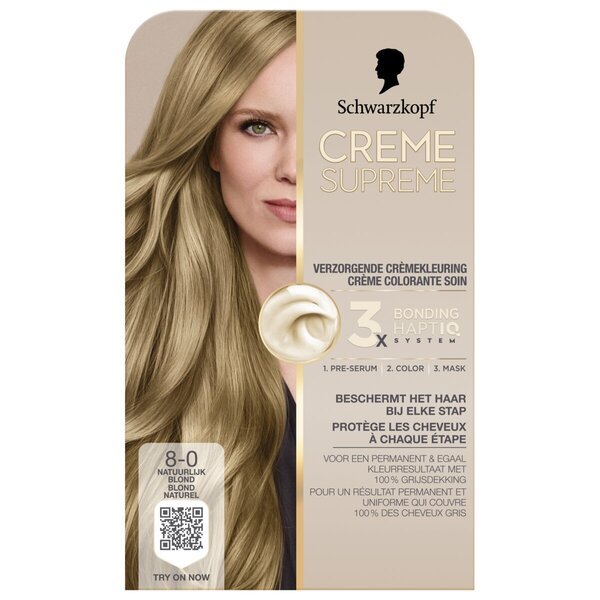 Schwarzkopf Creme Supreme 8-0 Natural Blonde kopjoša krēmkrāsa, 182 g