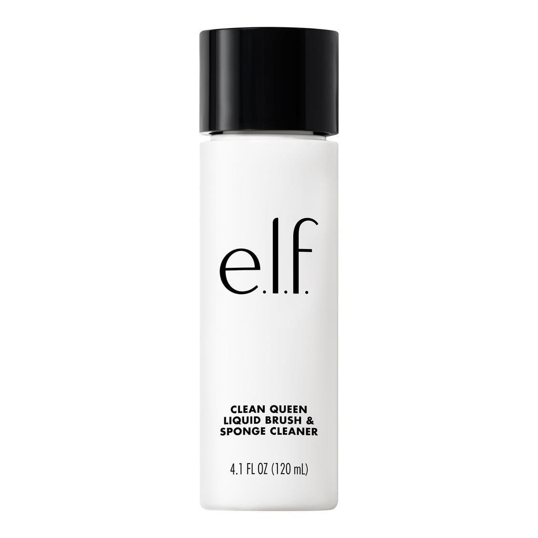 „elf Cosmetics“ šepetėlių valiklis „Clean Queen“ skystas šepetėlių ir kempinių valiklis – 120 ml