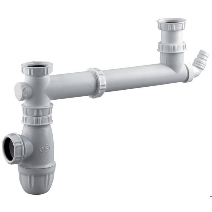 Vidage d'évier - VALENTIN - 00 778100 001 00 - Entraxe réglable 160-360 mm - Prise MAL incluse - Siphon intégré