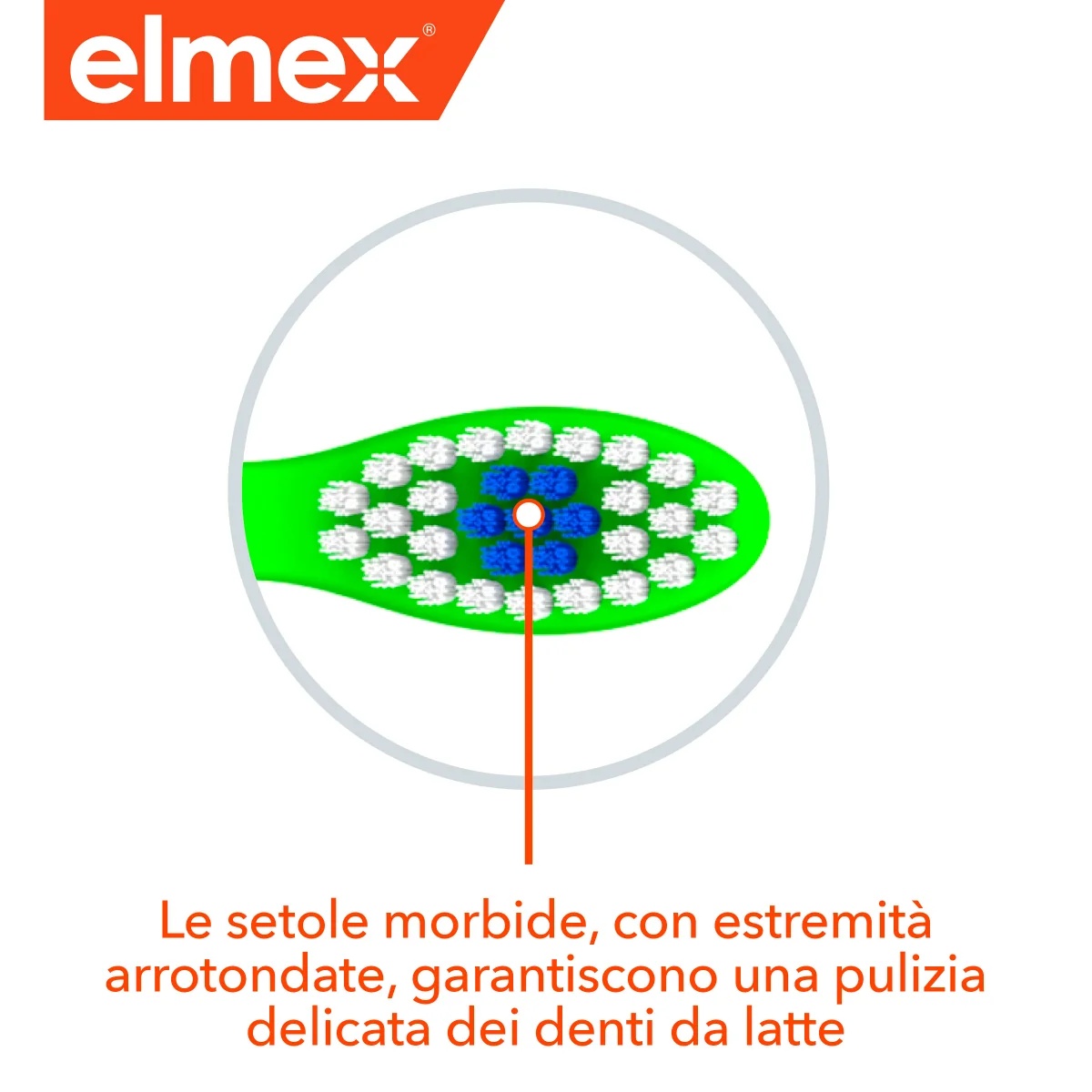 Escova de dentes infantil Elmex para crianças de 3 a 6 anos.