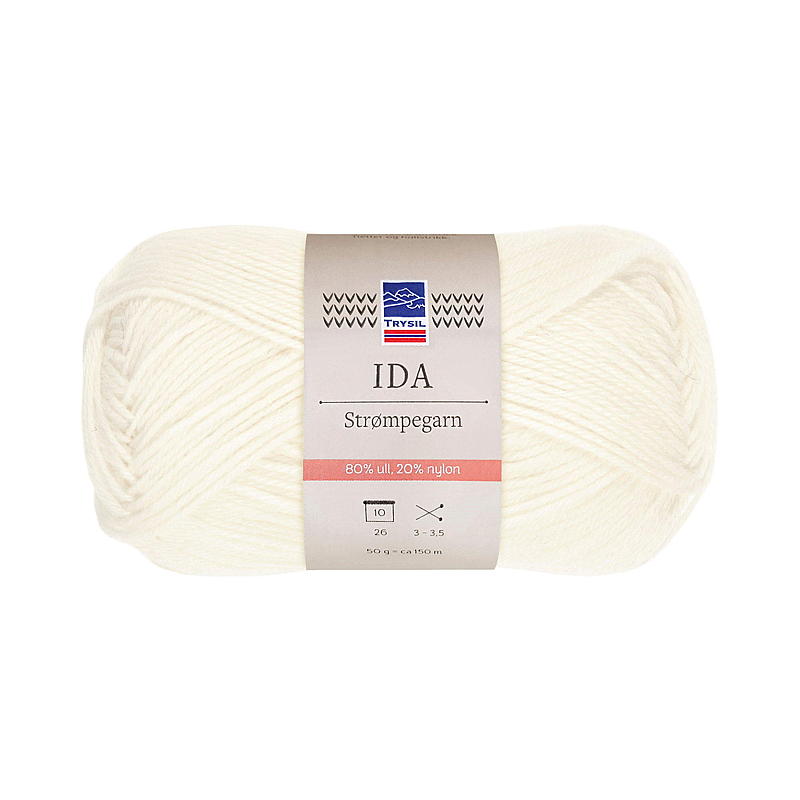Filato per calze Trysil Ida, misto lana 80% lana, bianco sporco