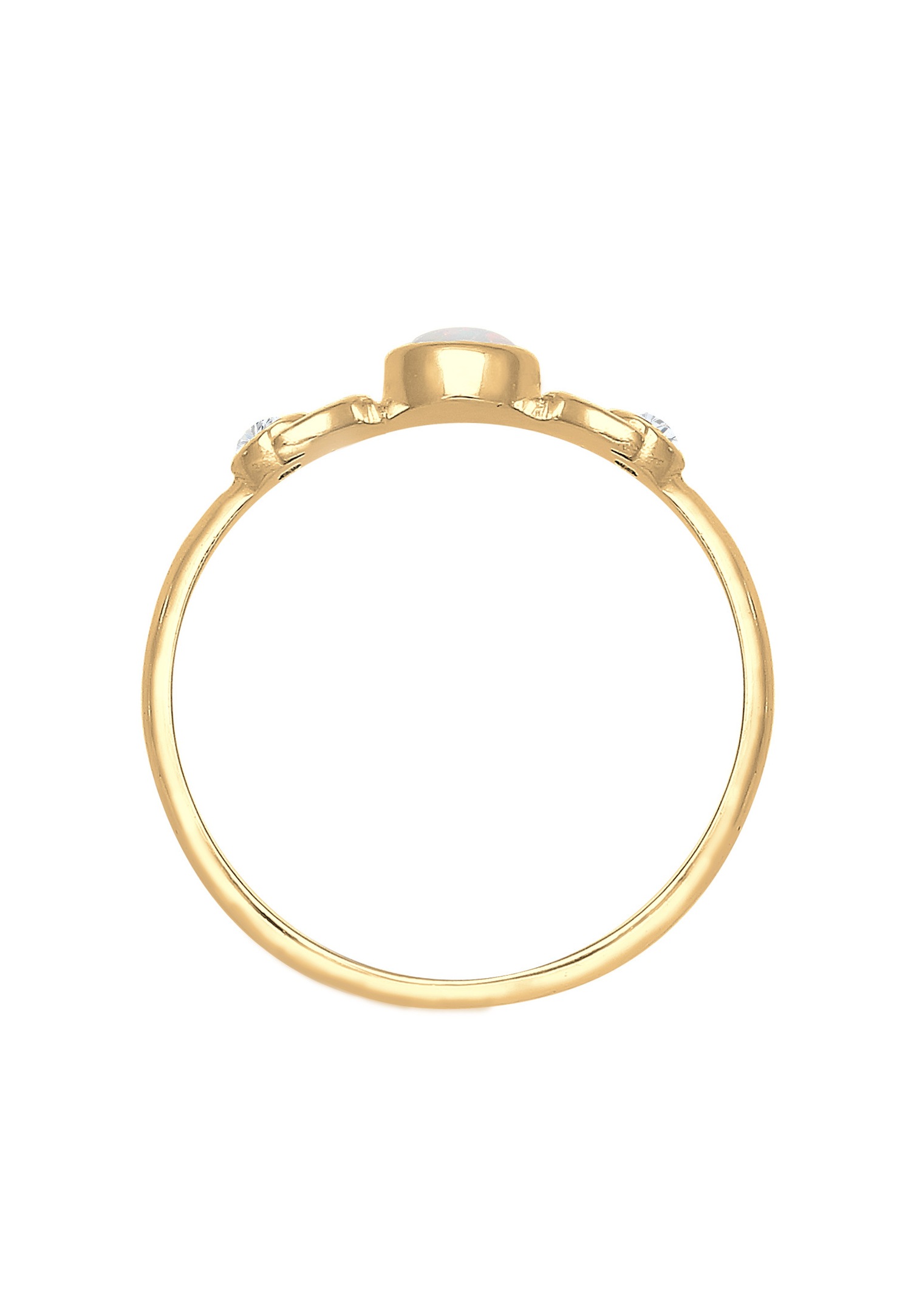Elli Demi Lune Astro Bague Femme - (925/1000) Argent Cristal Zircone Opale