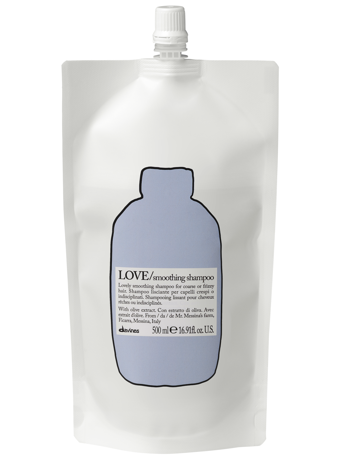 Essentail Haircare Love Smoothing Sampon Utántöltő Tasak 500 ml - Davines