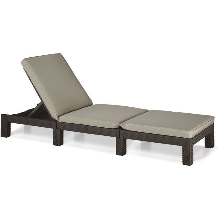 Allibert by KETER - Daytona - sun lounger - imitation rattan resin - brown - adjustable backrest