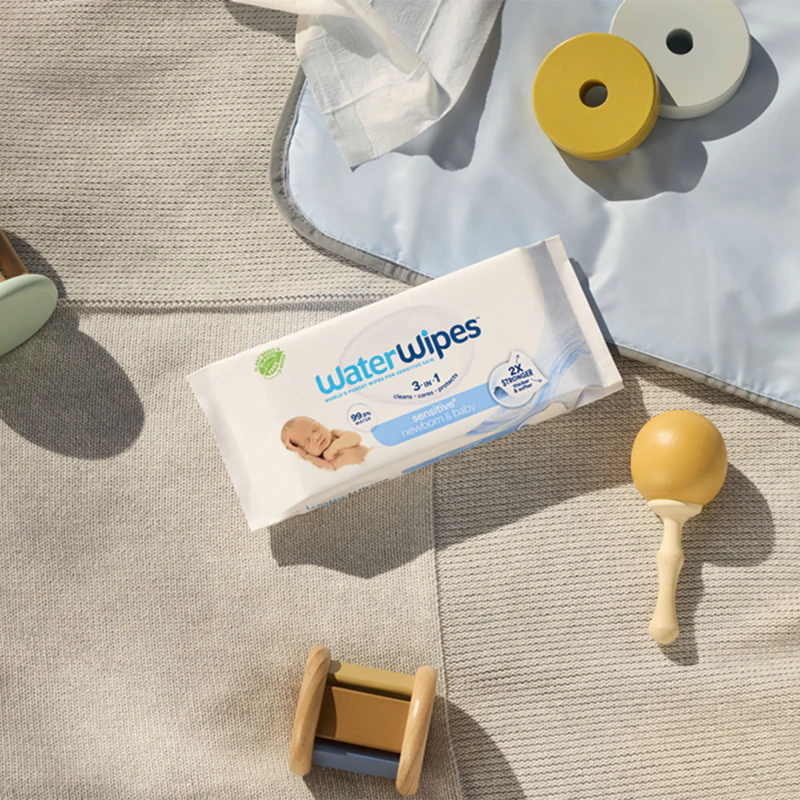 Lenços umedecidos WaterWipes para bebês, pacote com 4 unidades, lenços umedecidos suaves para bebês.