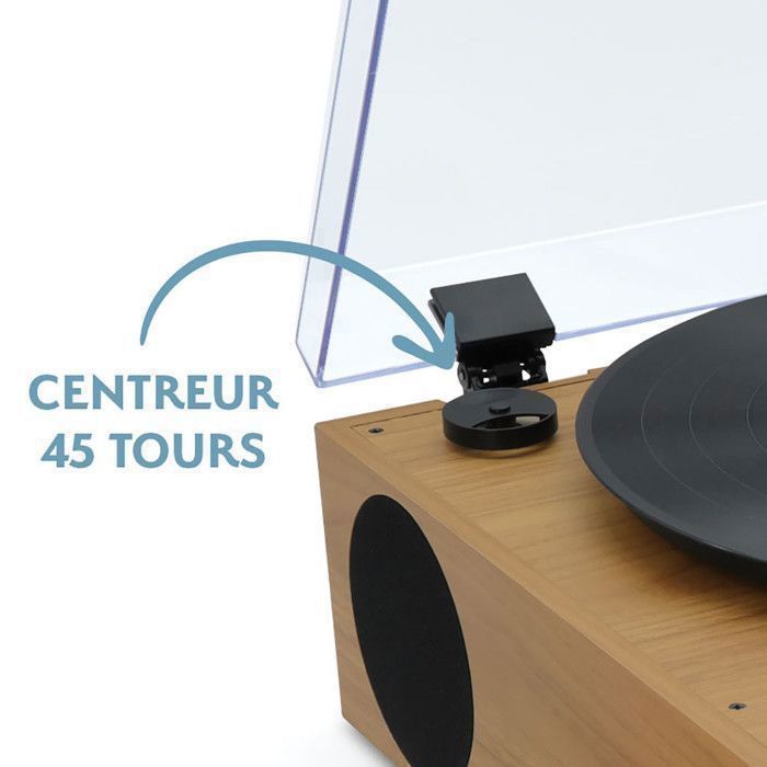 Mooov 477365 Micro-chaîne HiFi, Lecteur CD Radio, Platine Vinyle 33, 45, 78 Tours Stéréo Bluetooth - Haut-Parleur Intégrés - Bois
