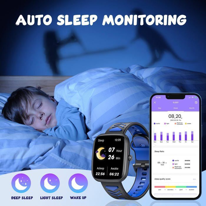 Montre Connectée Pour Enfant Fille Garcon: Smart Watch Avec Appel Bluetooth Tracker D'Activité Bracelet Intelligent Avec Po[MON389]