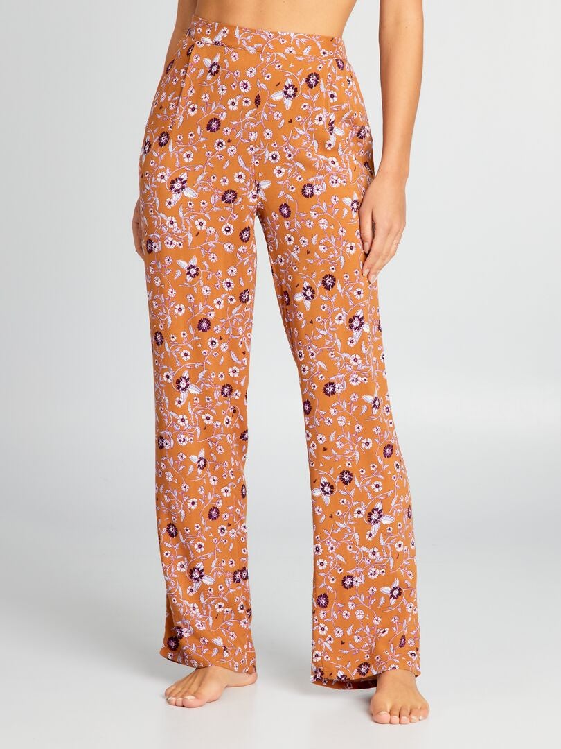 Calça de pijama estampada e folgada - MARROM