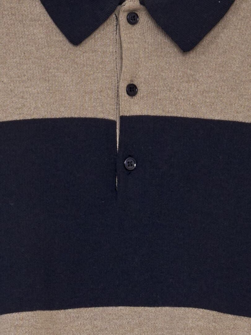 Sweter z długim rękawem w stylu polo - NIEBIESKI