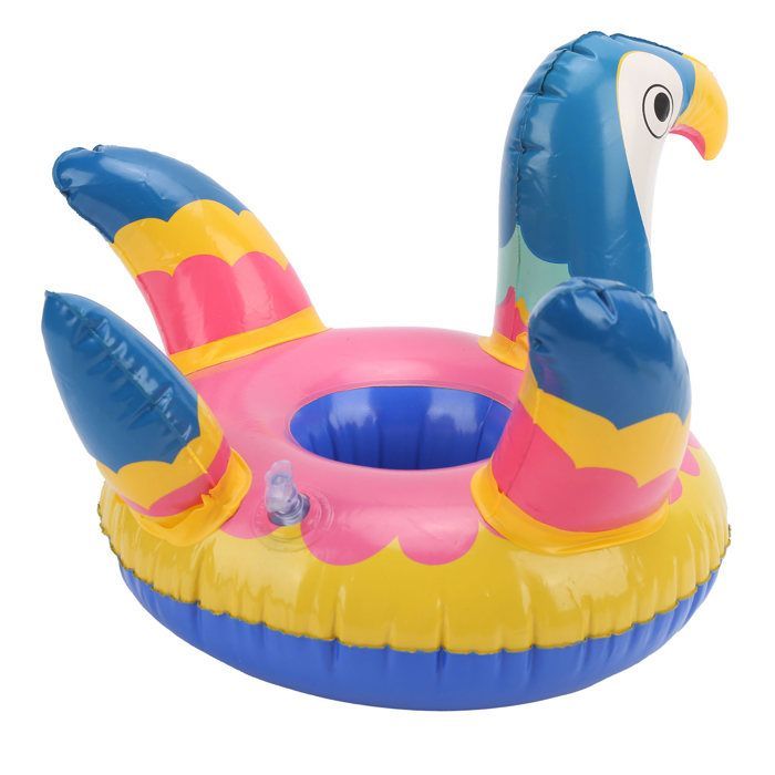 Conjunto de 10 porta-copos infláveis portáteis em formato de passarinho para piscina, decoração flutuante.