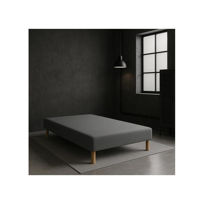 SOMMIER TAPISSIER GRIS 140x190 cm | FABRICATION FRANÇAISE ARTISANALE | PIEDS OFFERTS | HAUTEUR avec PIEDS 27 cm - som140x190gris
