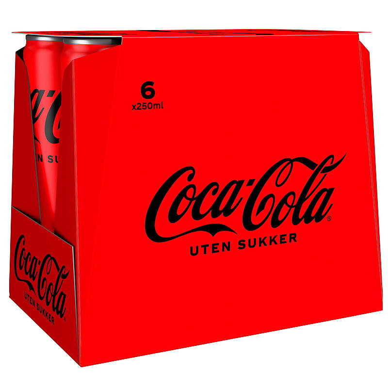 Coca-Cola Coca-Cola sin azúcar, paquete de 6 latas de 250 ml