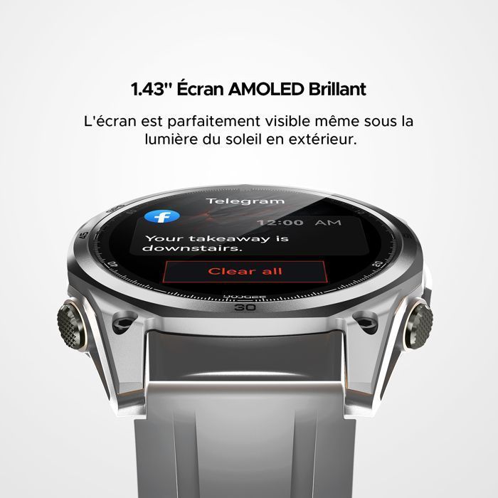 Smartwatch DOOGEE Anywise W1 – Impermeabile fino a 5 ATM, GPS a doppia frequenza, oltre 170 modalità sportive, schermo AMOLED da 1,43'' - Argento