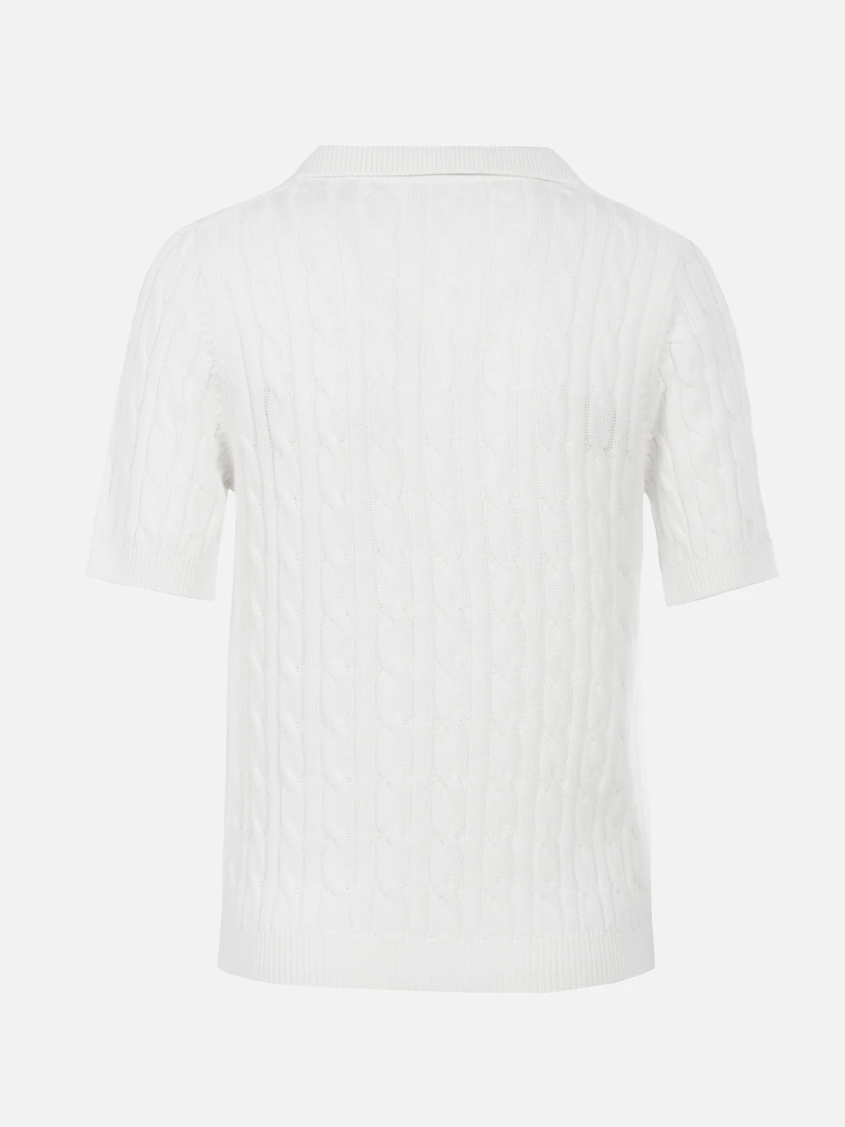 Maglia polo da donna off-white con lavorazione a trecce Caddy