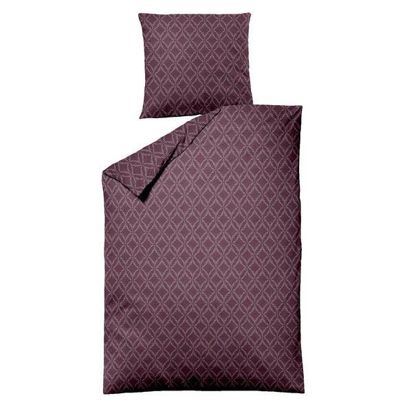 Jacquard flannel bed linen, 155/220 + 80/80 cm, bordeaux graphic