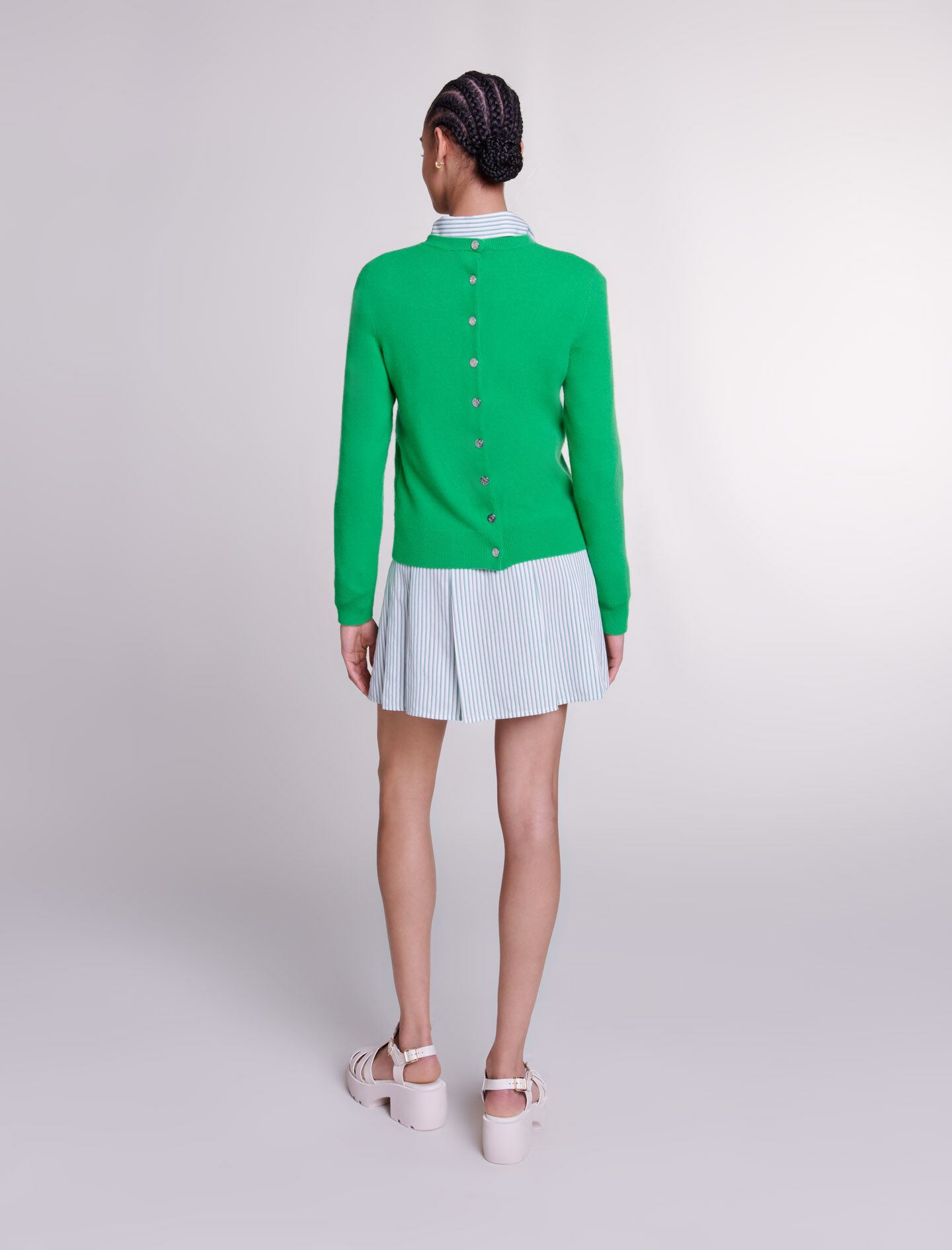 Kasjmier en wollen vest - Vert