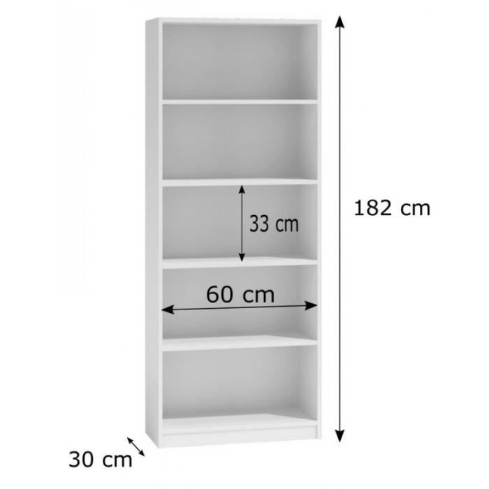 FLORENCIA - Librería moderna - Estantería clásica de oficina - Dimensiones: 182x60x30 cm - 4 estantes - Diseño sencillo