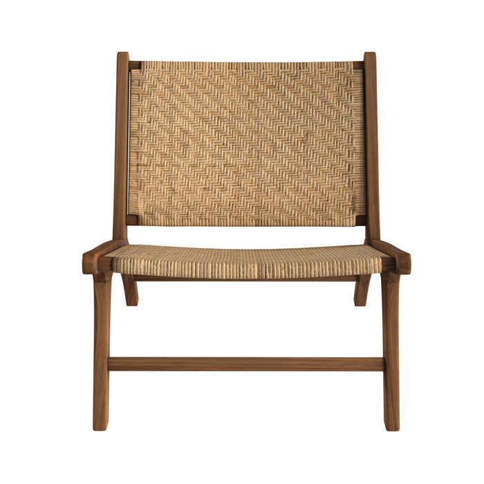 Teak wood armchair with chevron rattan weave - Kilka - Rendez-Vous Déco