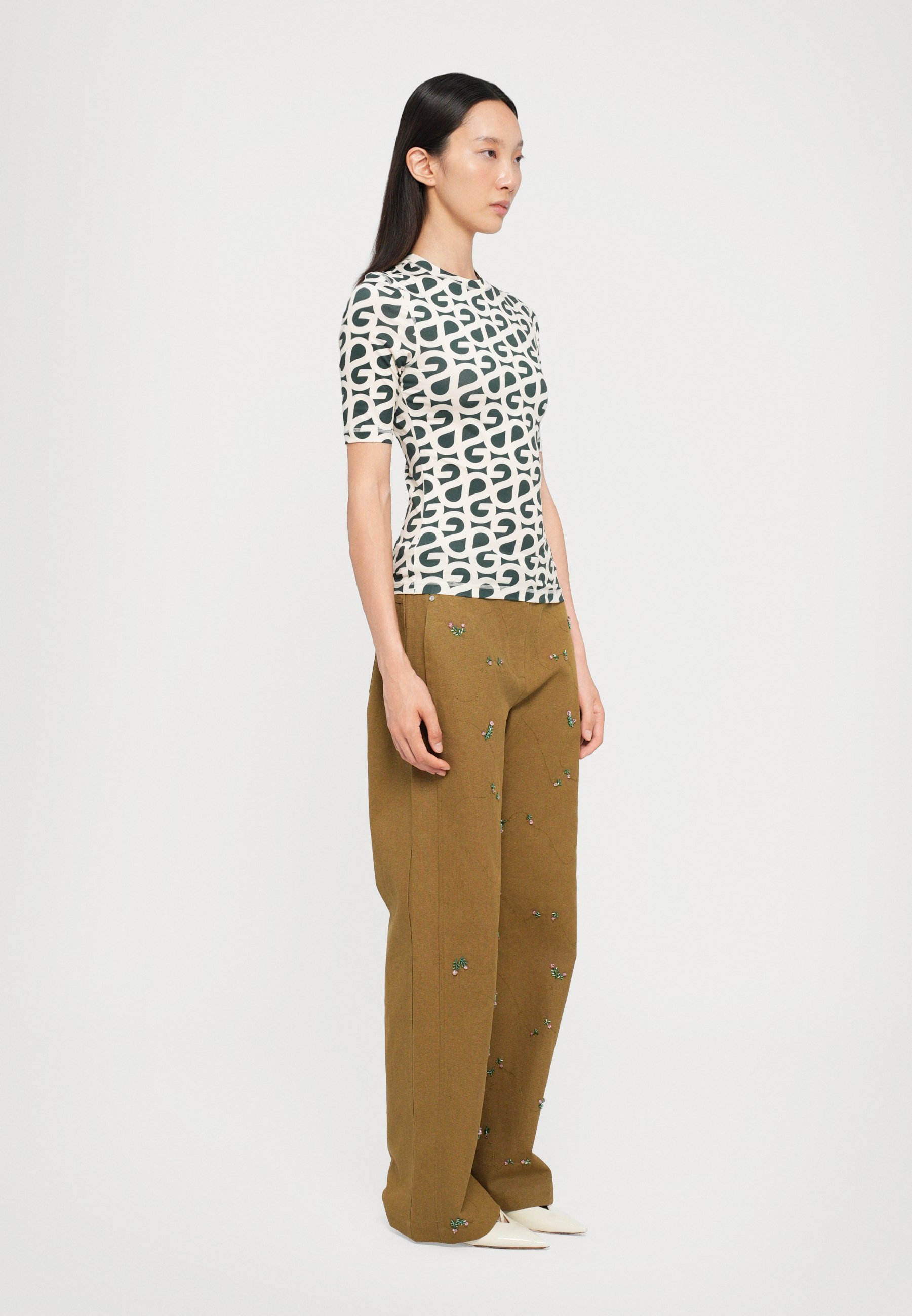 Stine Goya Print T-shirt - bosgroen/wit