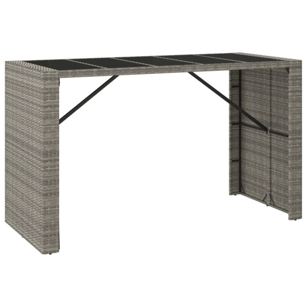 Stolik barowy ze szklanym blatem Szary 185 x 80 x 110 cm Technorattan
