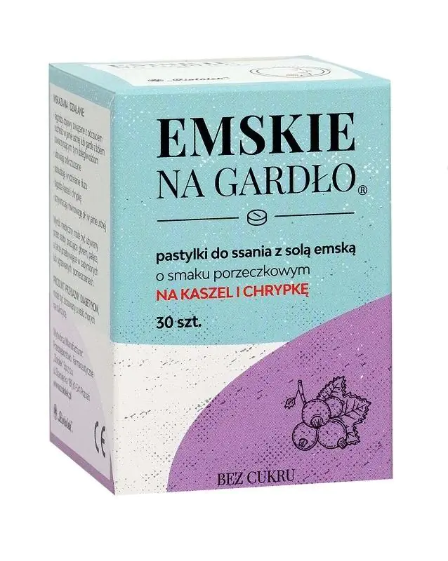 Emskie na gardło pastylki do ssania z solą emską o smaku porzeczkowym