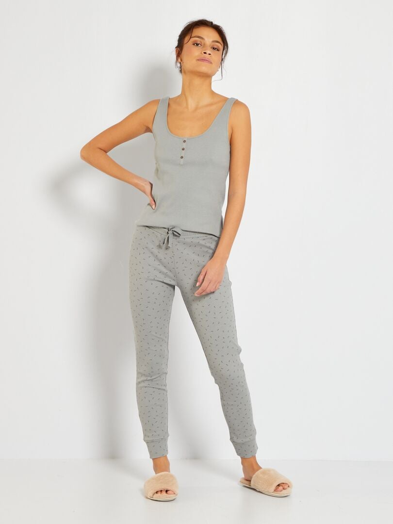 Pantalones de algodón acanalados - GRIS
