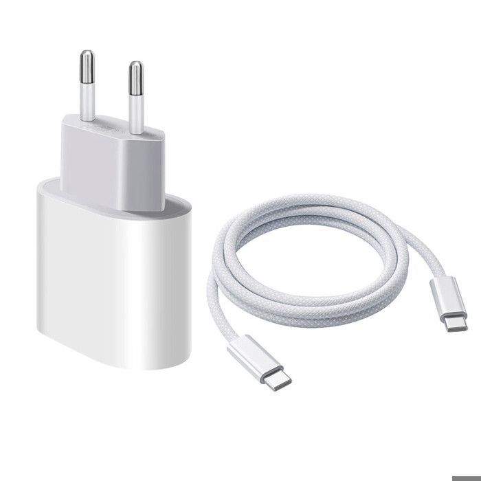 Chargeur Rapide 20W - QJRRX - USB C - 1M - Compatible iPhone 15 et Galaxy S24
