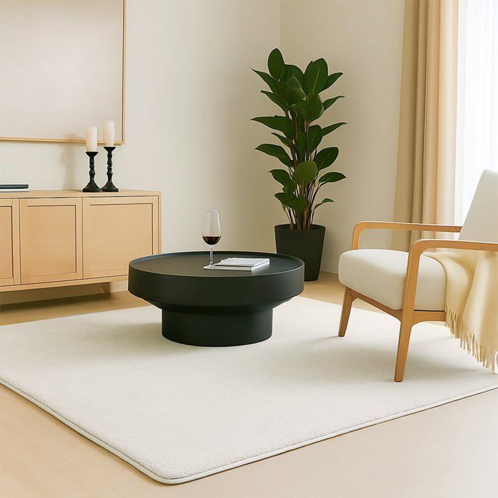 VOUNOT® Tapis de salon poils ras doux antiderapant 200x300cm uni crème