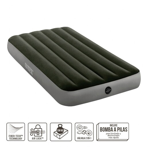 Matelas gonflable Intex une place avec pompe et technologie Fiber-tech