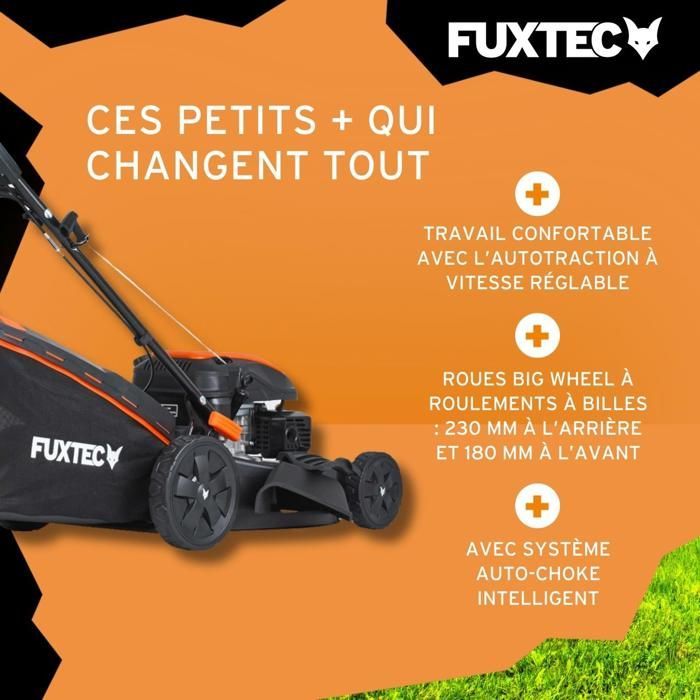 Rasaerba semovente a benzina FUXTEC 170cc, larghezza di taglio 51 cm, velocità regolabile, sacco di raccolta erba da 60 litri, facile da pulire – FX-RM5170PRO