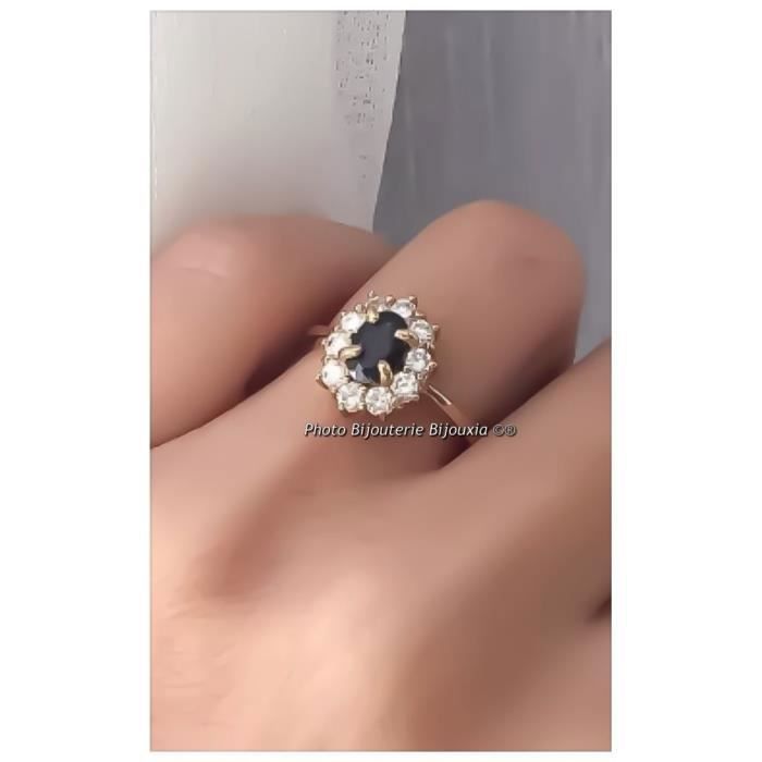 Bague Marquise Saphir Plaqué Or 18 Carats 5 Microns Bijoux Femme - Bijouxia - Plaqué or - Saphir - Doré - Femme