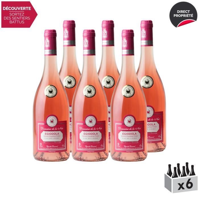 Rosado Val de Loire Egiodola - Caja de 6 x 75cl - Viñedo Drouard - Vino rosado IGP del Valle del Loira - Variedad de uva Egiodola
