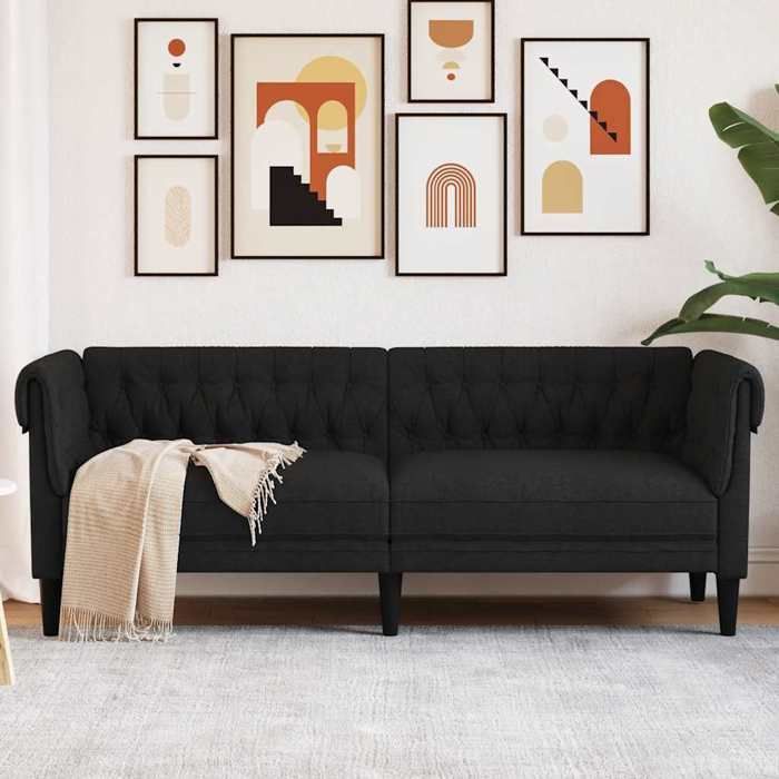 vidaXL Canapé Chesterfield 3 Places, Chaise avec Accoudoirs et Dossier, Siège avec Pieds, Fauteuil TV de Salon, Moderne, 372558