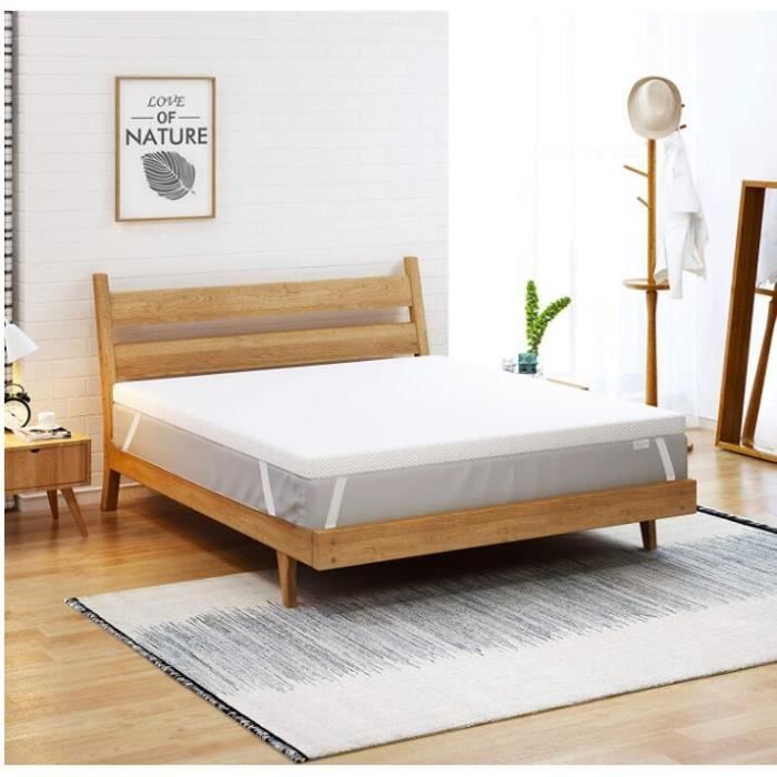 Cubrecolchón de lujo - 140 x 190 cm - Espuma viscoelástica - Funda extraíble - 6 cm de grosor