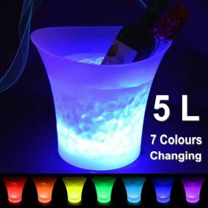 Seau à glace lumineux LED de 5 litres, 3 paquets, 7 couleurs changeantes, pour boissons, vin, KTV, Bar, lumières de fête