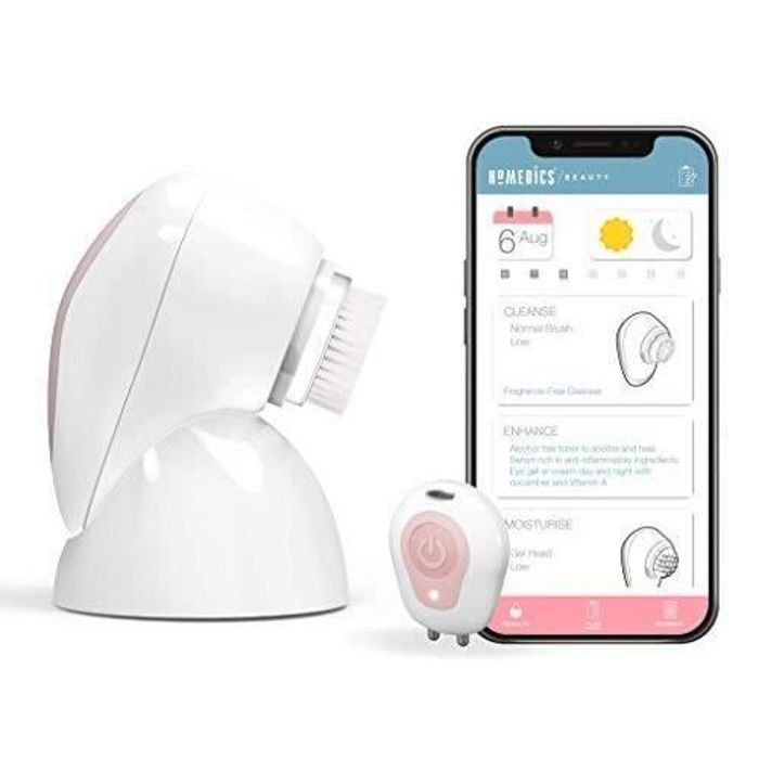Homedics Brosse Nettoyante Visage Multifonctions + Analyseur de Peau. Nettoyage, Hydratation et Exfoliation pour un Teint Rayonnan
