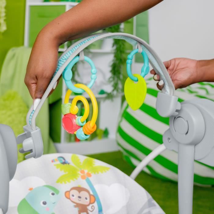 BRIGHT STARTS Baby Bouncer, Foldable Electric Swing – Animals, 6 Swing Speeds, Baby Gift
