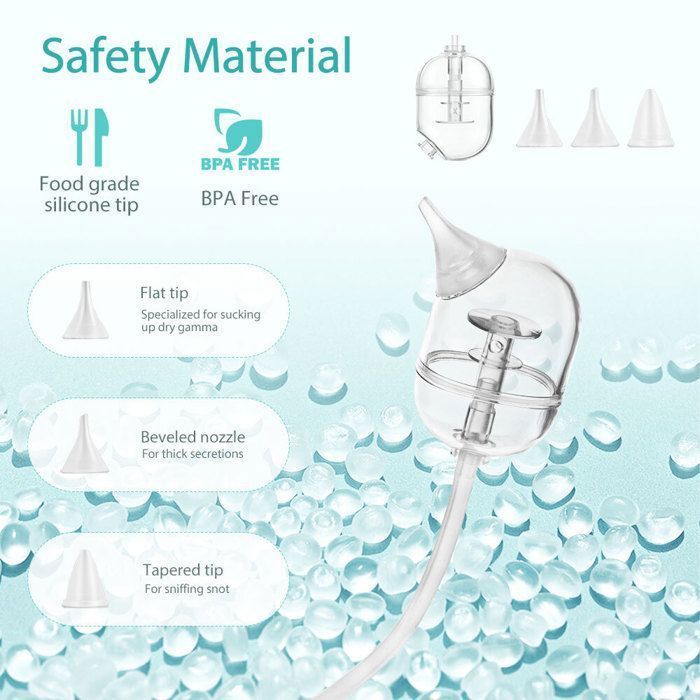 Aspirador nasal eléctrico para bebés con 9 niveles de succión y 3 puntas de silicona, aspirador nasal dividido con luz