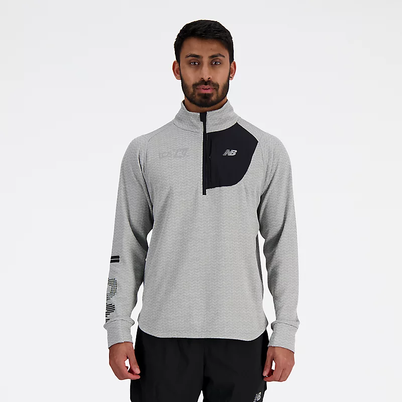 Herensweatshirt London Edition Graphic NB Heat Grid Half Zip – ATHLETIC GRAY