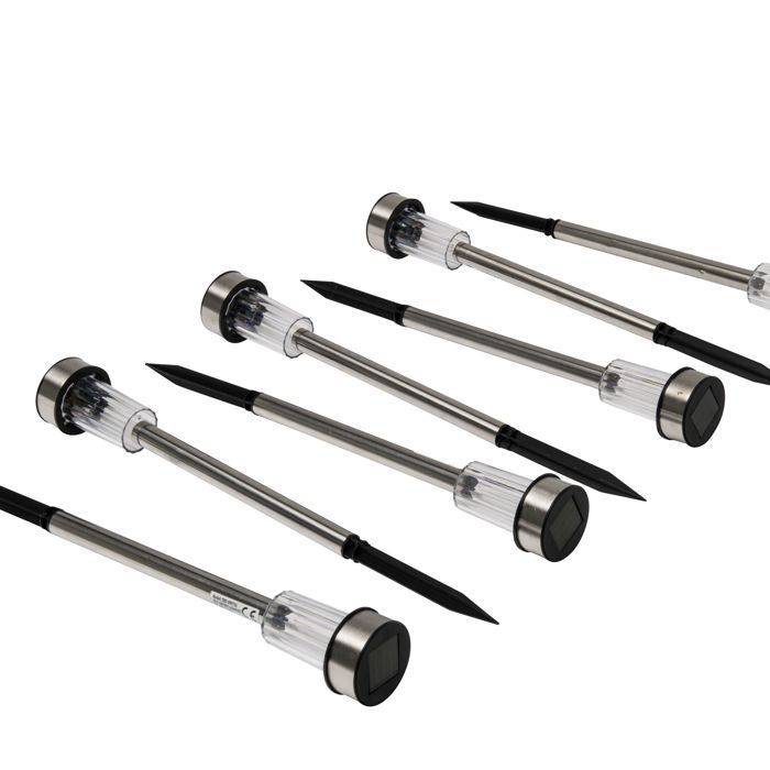 Terminal solar de acero inoxidable, 7 piezas, altura 36 cm.