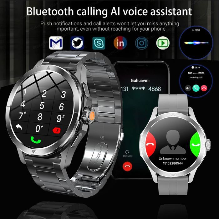 Pour Xiaomi S4 Ultra Sports de plein air montre intelligente hommes AMOLED écran NFC GPS étanche Bluetooth appel Black Steel 2A