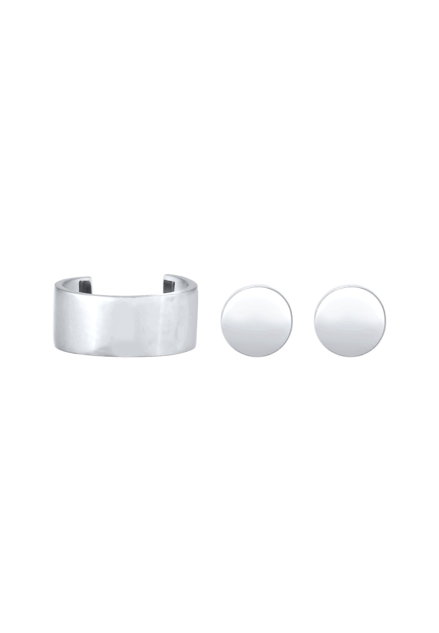 Elli Set Earcuff Basic Minimal Géo Clous d'Oreille Femme - (925/1000) Argent